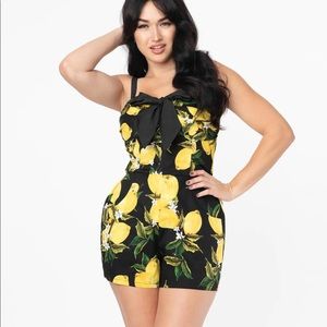Retro Pin-Up Unique Vintage Lemon Romper size 16, never worn NWOT